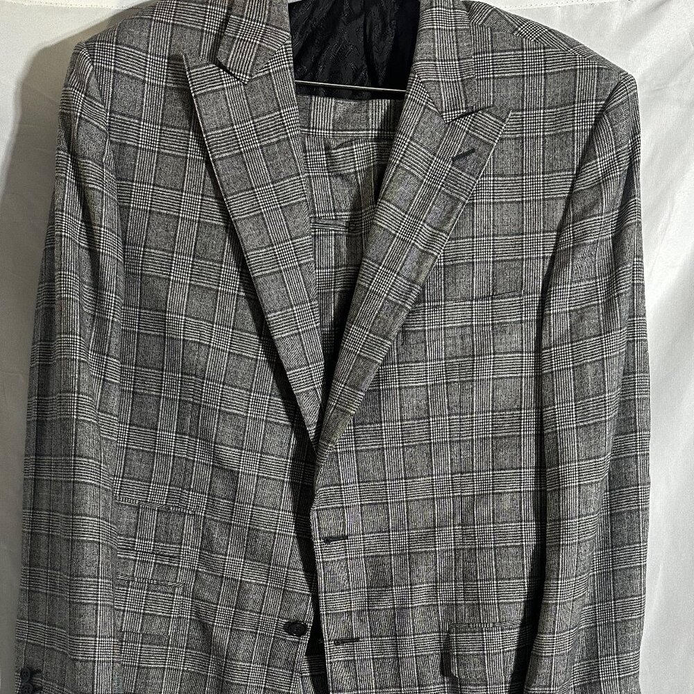 Hickey Freeman Glen Plaid Wool Suit – 43R Jacket / 36R Pants
